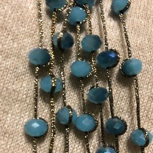 Gold and Turquoise Beaded Multistrand Necklace